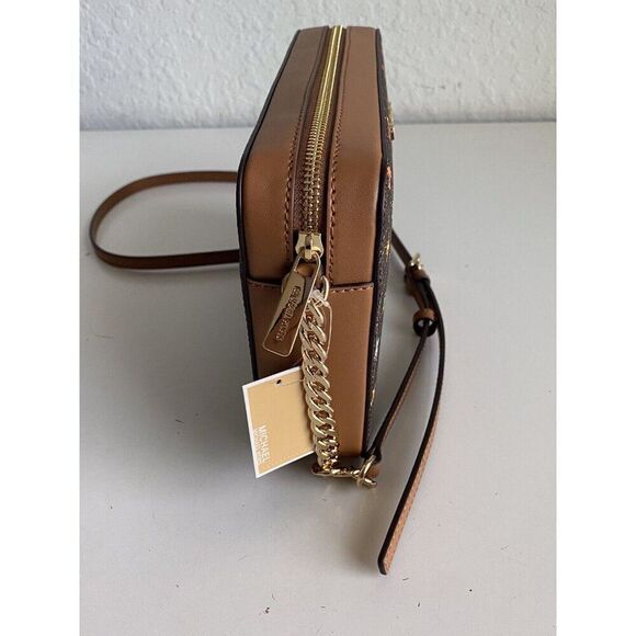 Michael Kors Jet Set Brown Akorn Multi East West Airplanes Crossbody Bag NEW - Picture 15 of 16